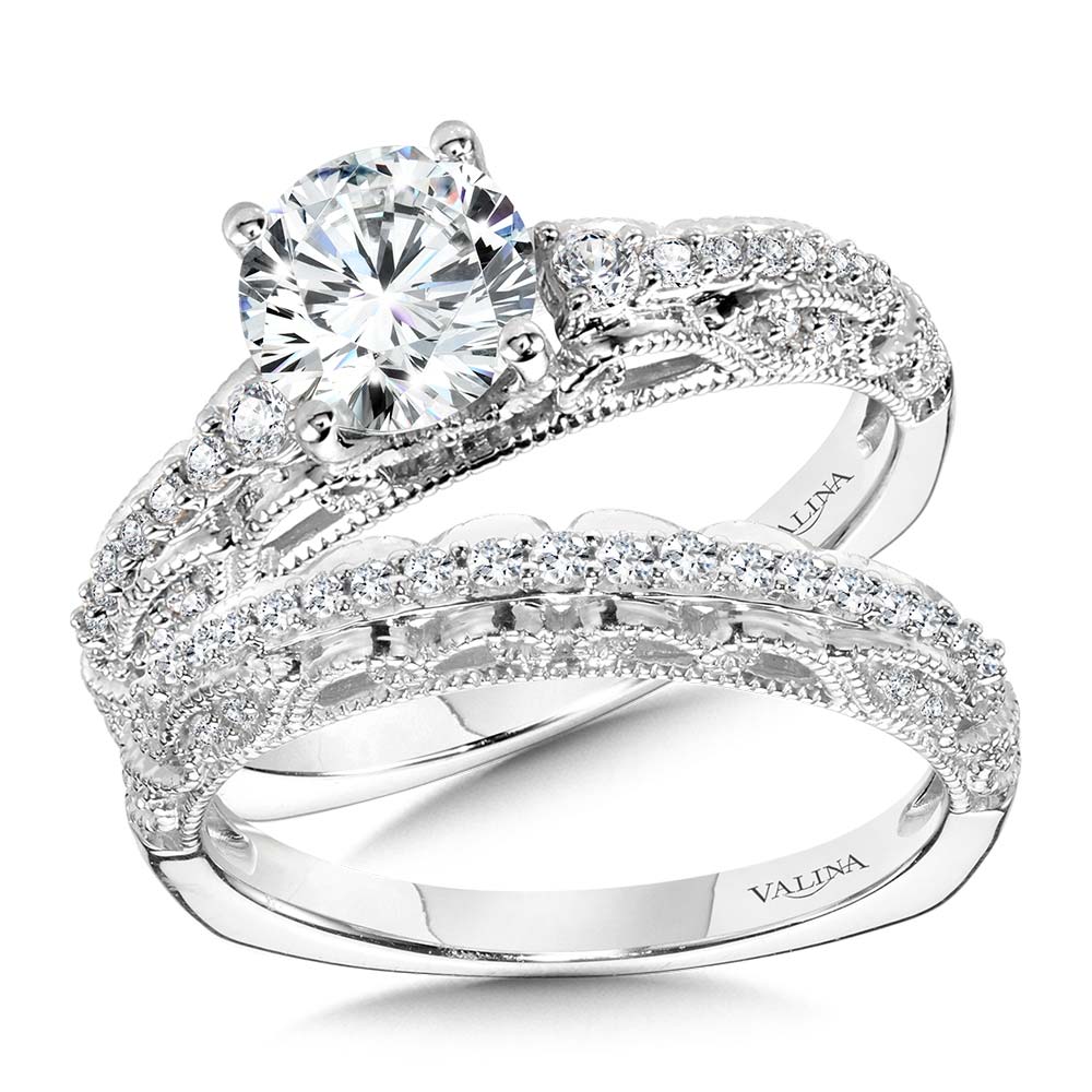 Vintage Milgrain & Filigree Accented Graduating Diamond Wedding Band Image 2 Biondi Diamond Jewelers Aurora, CO