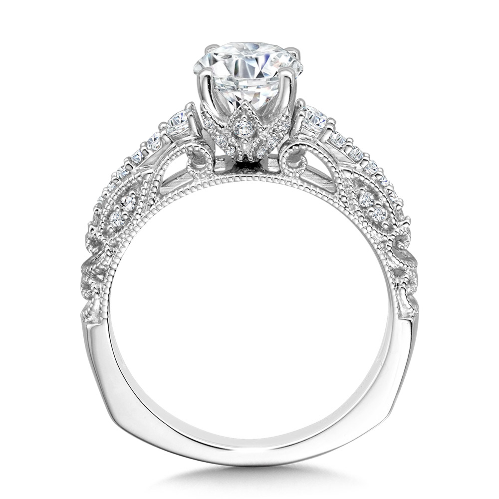 Vintage Milgrain & Filigree Accented Graduating Diamond Engagement Ring Image 2 Glatz Jewelry Aliquippa, PA