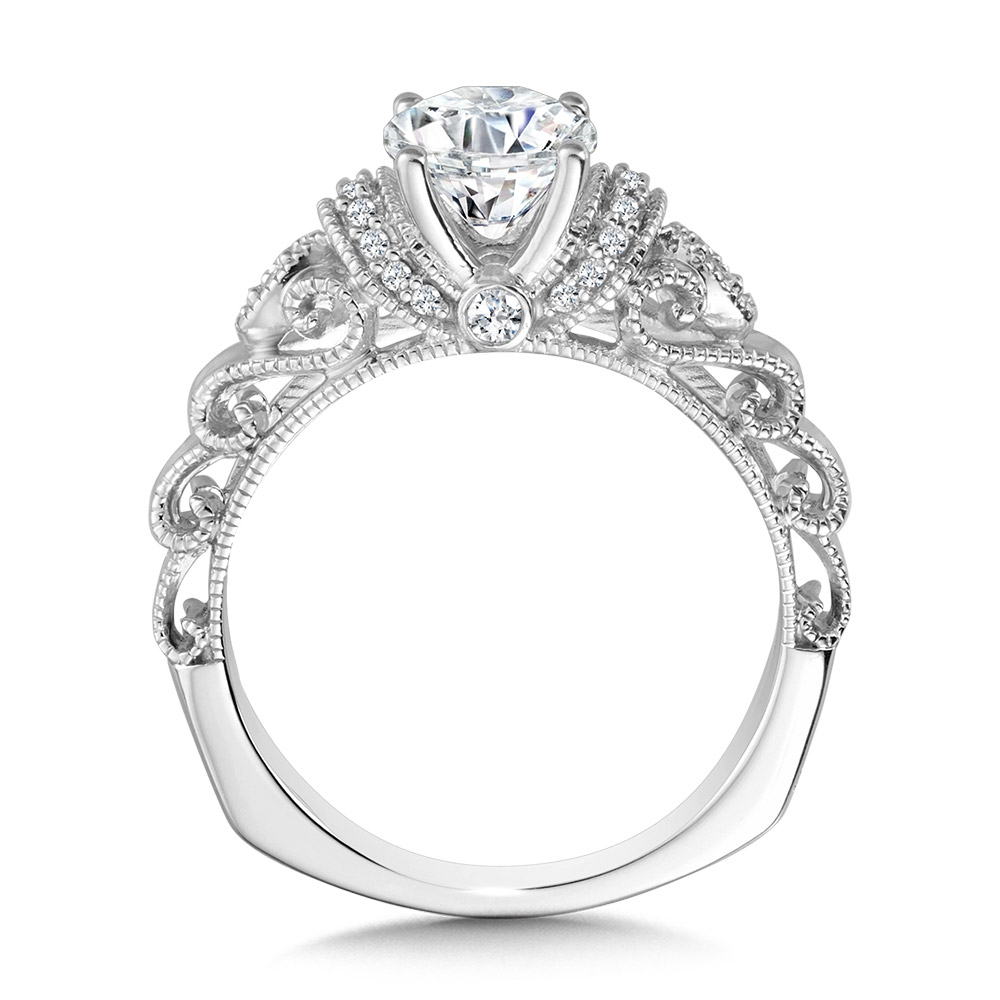 Vintage Milgrain & Filigree Accented Diamond Engagement Ring Image 2 Biondi Diamond Jewelers Aurora, CO