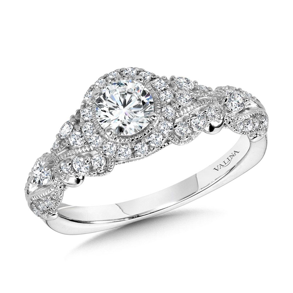 Vintage Milgrain & Filigree Accented Halo Engagement Ring Glatz Jewelry Aliquippa, PA