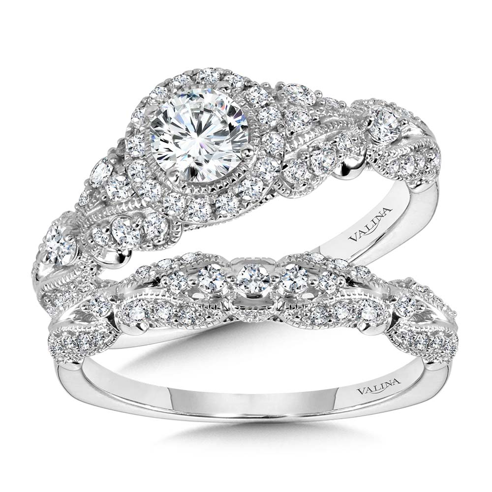 Vintage Milgrain & Filigree Accented Halo Engagement Ring Image 3 Gold Mine Jewelers Jackson, CA