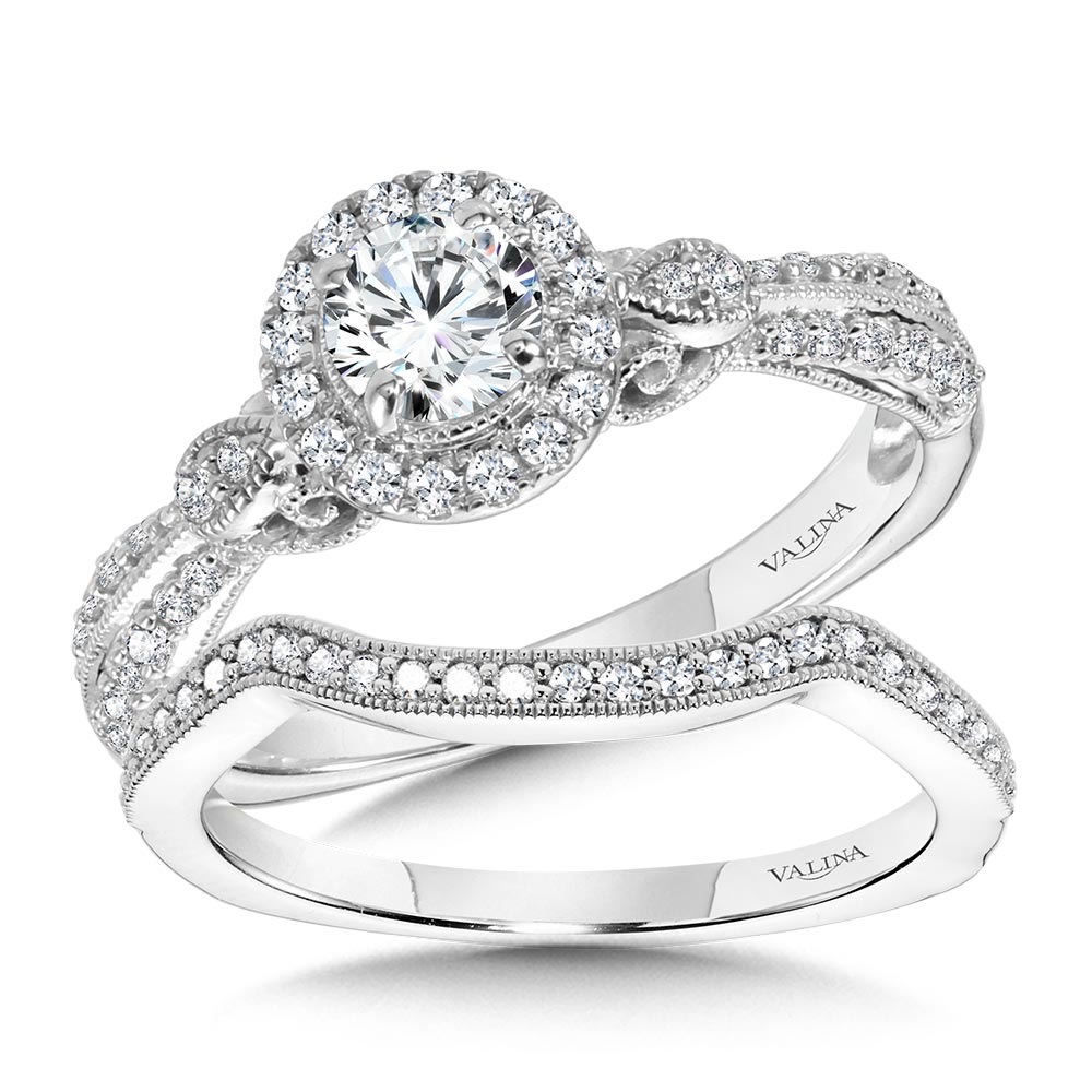 Vintage Milgrain & Filigree Accented Halo Engagement Ring Image 3 Cottage Hill Diamonds Elmhurst, IL