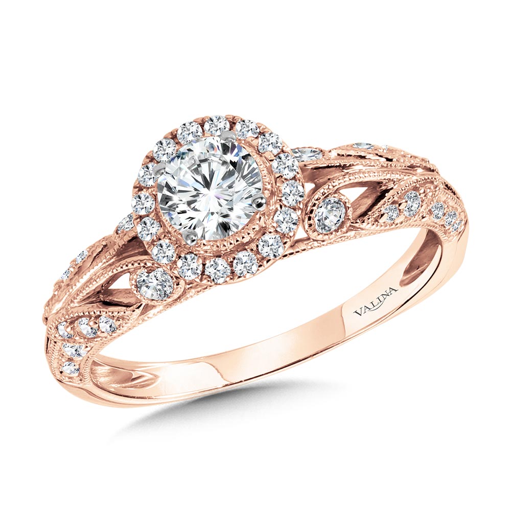Vintage Milgrain & Filigree Accented Halo Engagement Ring The Jewelry Source El Segundo, CA