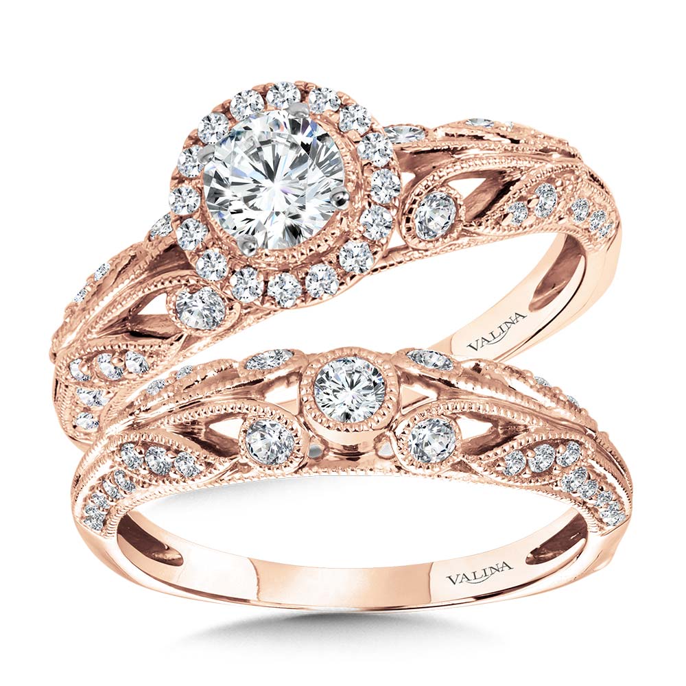 Vintage Milgrain & Filigree Accented Halo Engagement Ring Image 3 Gold Mine Jewelers Jackson, CA