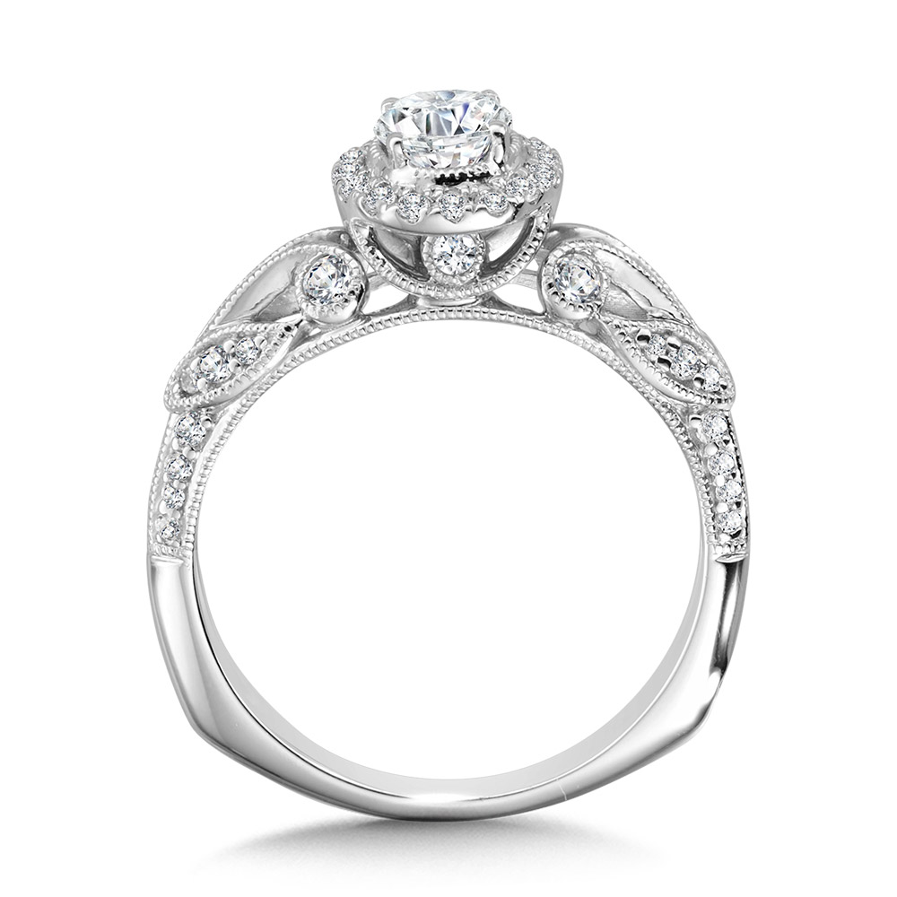 Vintage Milgrain & Filigree Accented Halo Engagement Ring Image 2 The Jewelry Source El Segundo, CA
