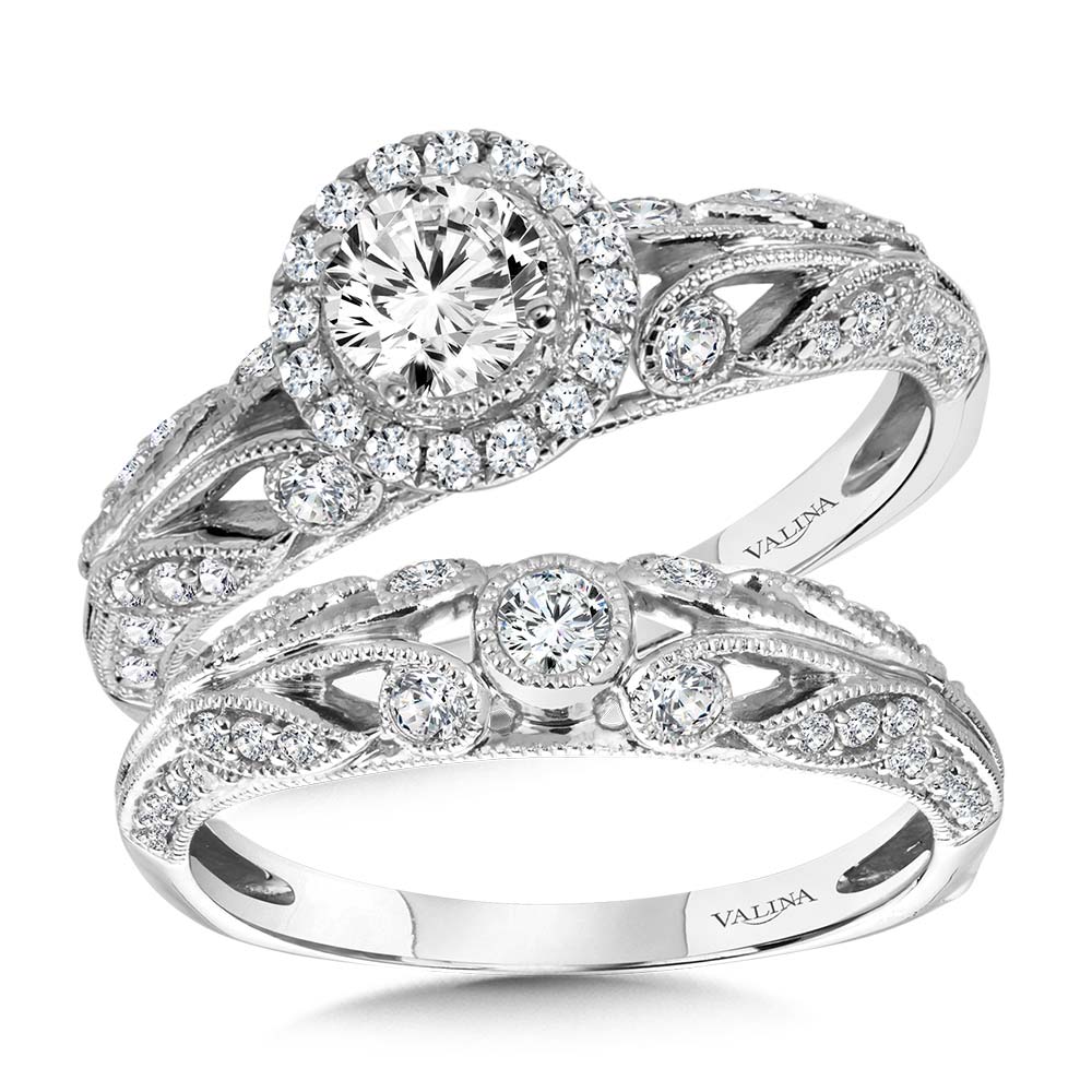 Vintage Milgrain & Filigree Accented Halo Engagement Ring Image 3 Glatz Jewelry Aliquippa, PA