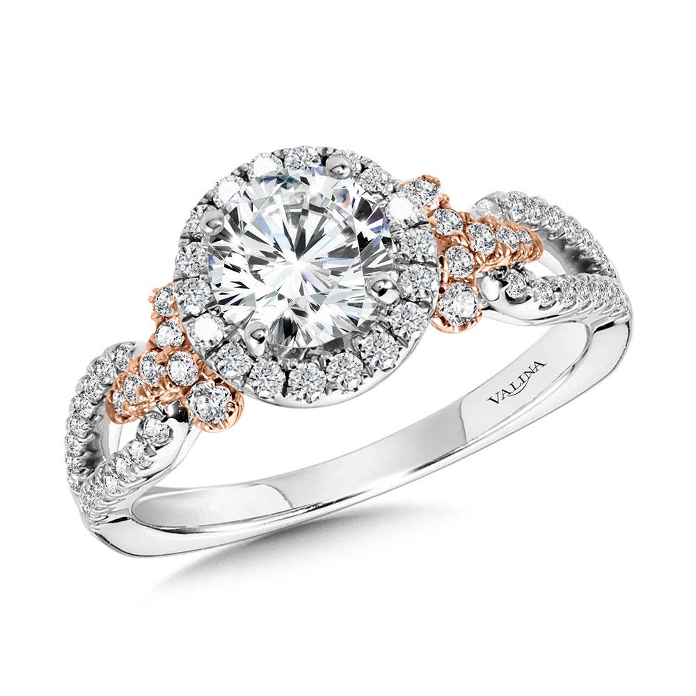 Dual-Tone Split Shank Halo Engagement Ring Gold Mine Jewelers Jackson, CA