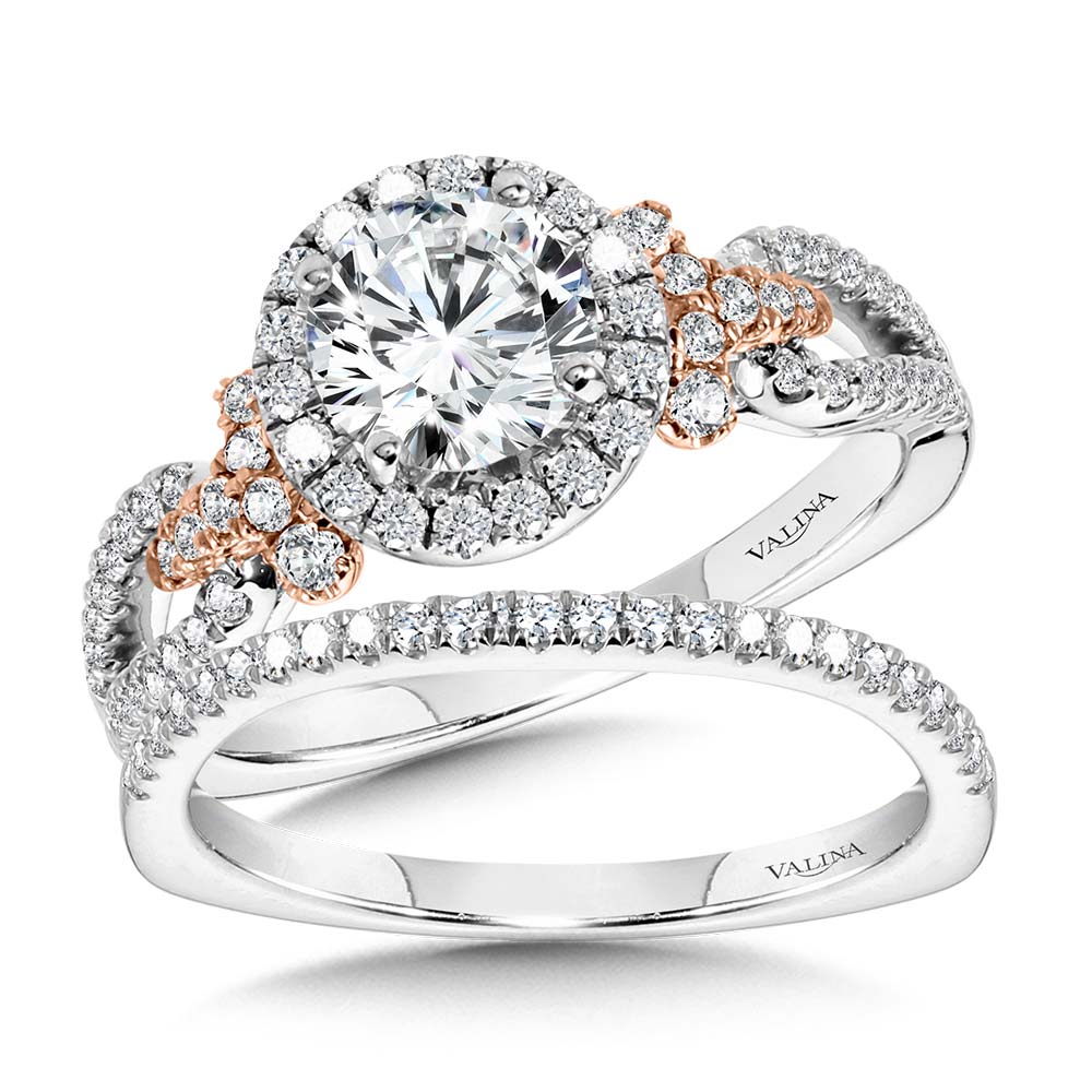 Dual-Tone Split Shank Halo Engagement Ring Image 3 Gold Mine Jewelers Jackson, CA