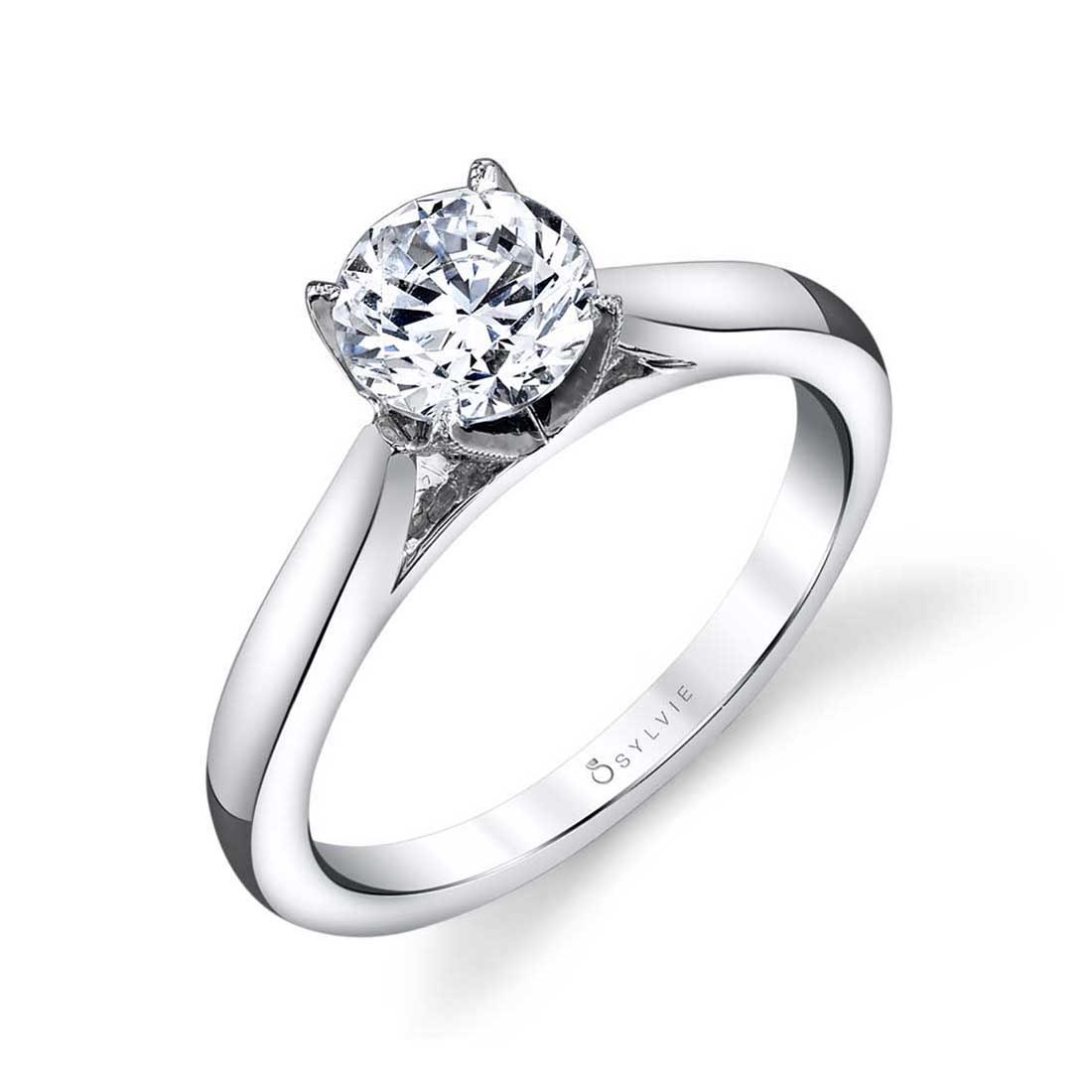Modern Solitaire Engagement Ring - Aubree Stuart Benjamin & Co. Jewelry Designs San Diego, CA