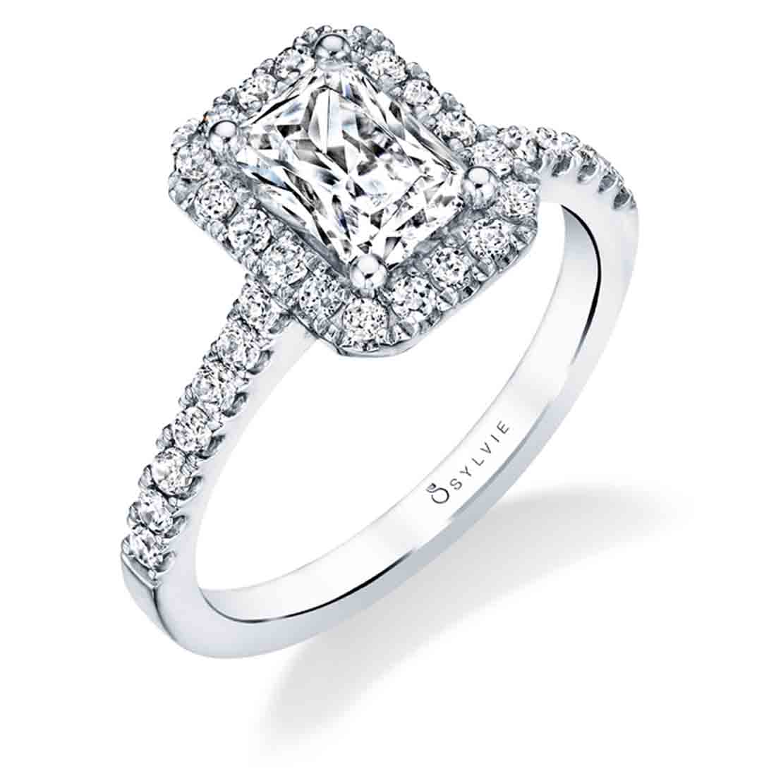 Classic Engagement Ring with Halo - Emma Stuart Benjamin & Co. Jewelry Designs San Diego, CA