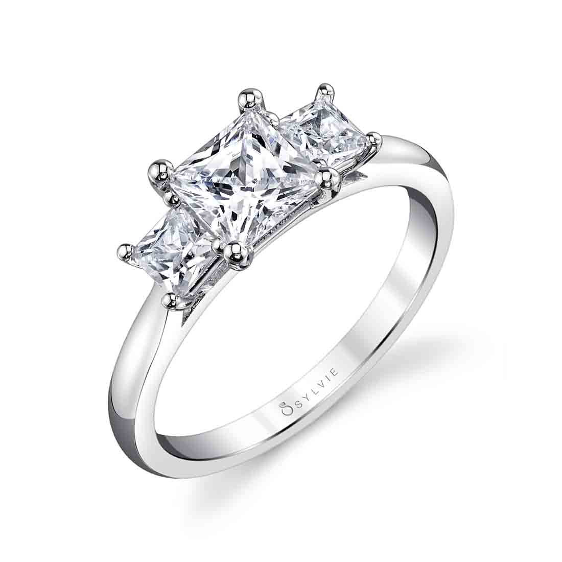 Three Stone Engagement Ring - Micheline Stuart Benjamin & Co. Jewelry Designs San Diego, CA