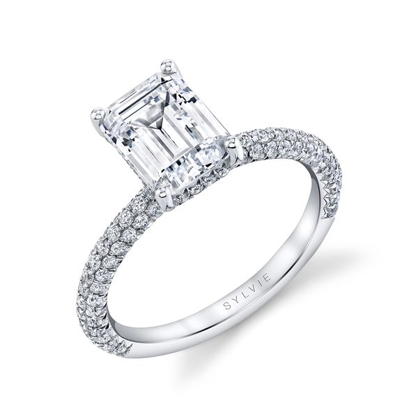 Classic Engagement Ring with Pave Diamonds - Jayla Stuart Benjamin & Co. Jewelry Designs San Diego, CA