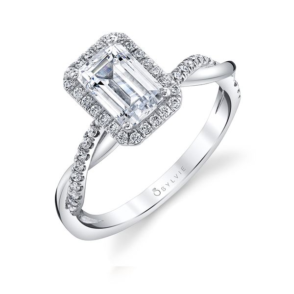 Spiral Engagement Ring with Halo - Coralie Stuart Benjamin & Co. Jewelry Designs San Diego, CA