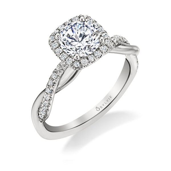 Spiral Engagement Ring with Halo - Coralie Castle Couture Fine Jewelry Manalapan, NJ