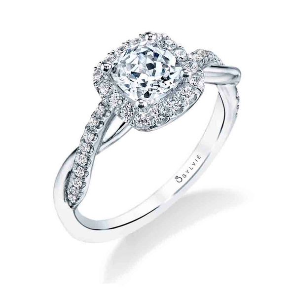 Spiral Engagement Ring with Halo - Coralie Stuart Benjamin & Co. Jewelry Designs San Diego, CA