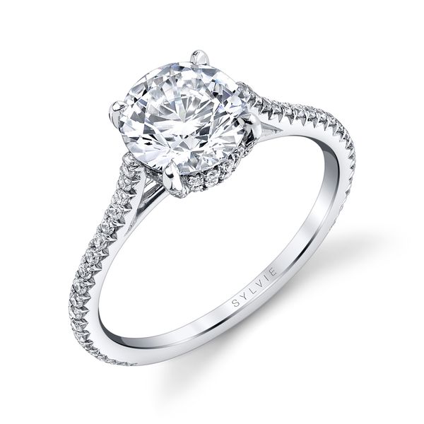 Modern Hidden Halo Engagement Ring - Valencia Cellini Design Jewelers Orange, CT