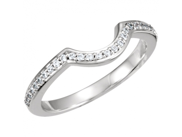 Halo-Style Engagement Ring Matching Band - Palladium 1/8 CTW Diamond Band for 4.5mm Round Engagement Ring