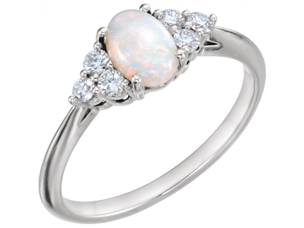 Accented Ring - Platinum Opal & 1/5 CTW Diamond Ring
