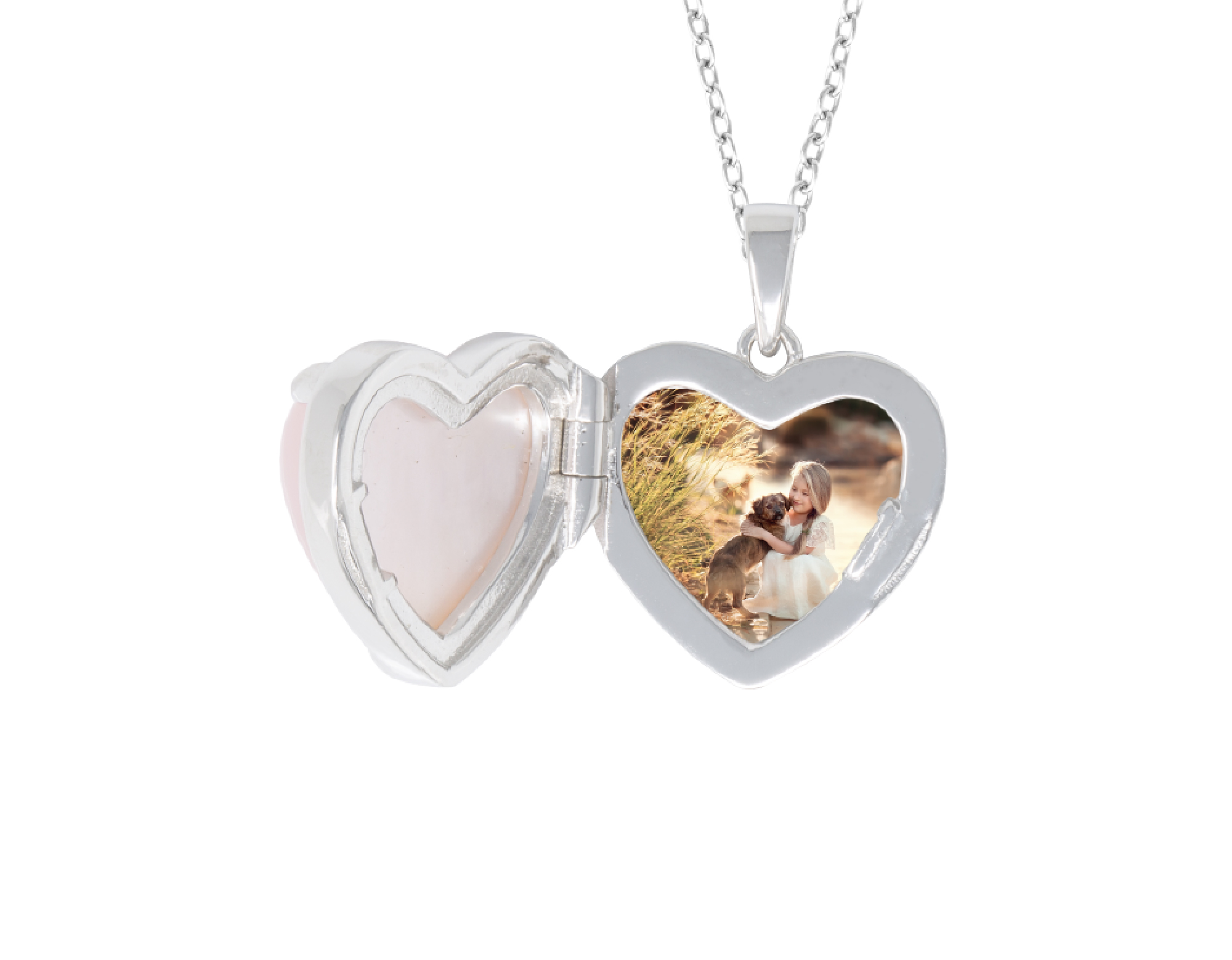 With You Lockets-Sterling Silver Heart Shaped Glass-Custom Photo Locket Necklace-That Holds Pictures-The Lana 