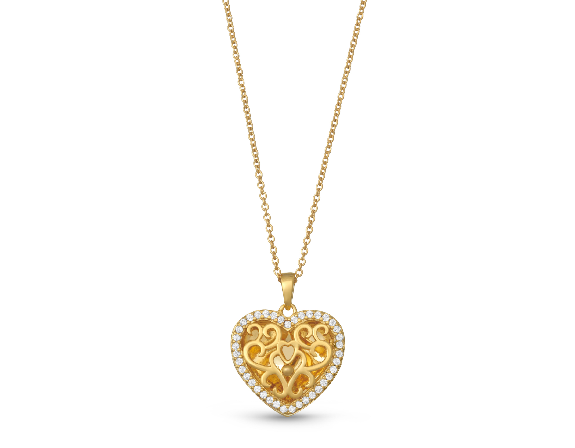 Yellow Gold-Plated Locket Necklace wit 