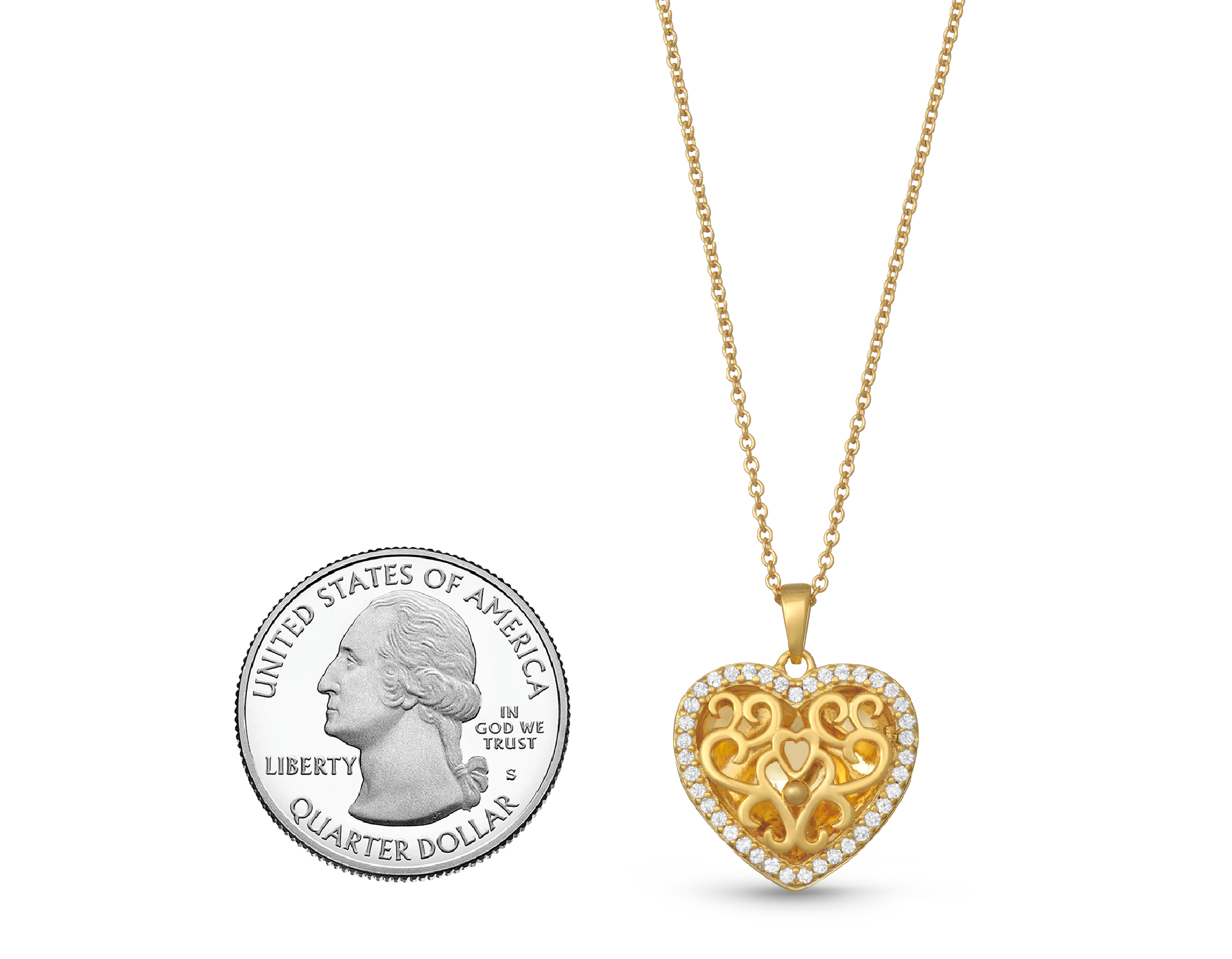 Yellow Gold-Plated Locket Necklace wit 